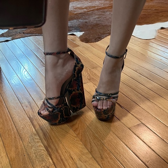 Jeffrey Campbell rare snakeskin platform heels cosplay YSL red yellow blue sexy - Picture 7 of 12